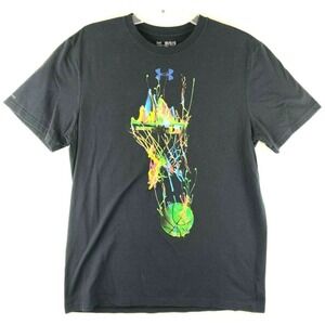 Under Armour Medium Basketball Loose Fit Athletic Tee T-Shirt Black Size M